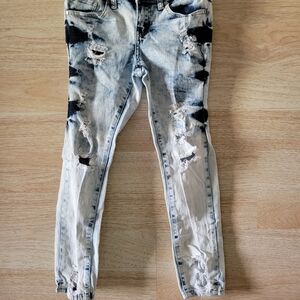 VIP Blue and Gold Tie-Dye Jeans